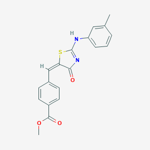 molecular formula C19H16N2O3S B379893 (E)-methyl 4-((4-oxo-2-(m-tolylamino)thiazol-5(4H)-ylidene)methyl)benzoate CAS No. 385398-54-9