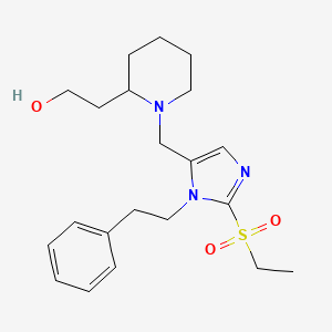 molecular formula C21H31N3O3S B3798966 2-(1-{[2-(ethylsulfonyl)-1-(2-phenylethyl)-1H-imidazol-5-yl]methyl}-2-piperidinyl)ethanol 