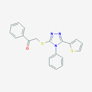molecular formula C20H15N3OS2 B379900 1-phenyl-2-{[4-phenyl-5-(2-thienyl)-4H-1,2,4-triazol-3-yl]sulfanyl}ethanone CAS No. 325694-51-7