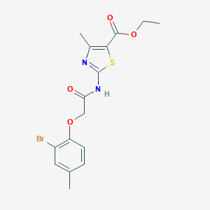 molecular formula C16H17BrN2O4S B379901 Ethyl 2-{[(2-bromo-4-methylphenoxy)acetyl]amino}-4-methyl-1,3-thiazole-5-carboxylate 