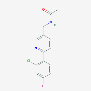 molecular formula C14H12ClFN2O B3799017 N-{[6-(2-chloro-4-fluorophenyl)pyridin-3-yl]methyl}acetamide 