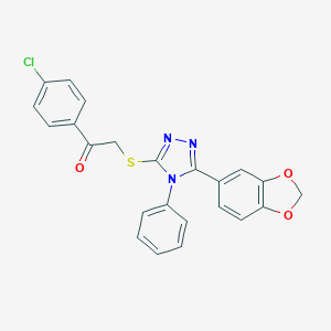 molecular formula C23H16ClN3O3S B379902 2-{[5-(1,3-benzodioxol-5-yl)-4-phenyl-4H-1,2,4-triazol-3-yl]sulfanyl}-1-(4-chlorophenyl)ethanone CAS No. 325694-63-1