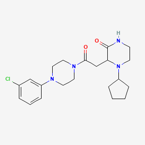 molecular formula C21H29ClN4O2 B3799141 3-{2-[4-(3-chlorophenyl)-1-piperazinyl]-2-oxoethyl}-4-cyclopentyl-2-piperazinone 