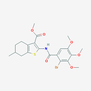molecular formula C21H24BrNO6S B379918 Methyl 2-[(2-bromo-3,4,5-trimethoxybenzoyl)amino]-6-methyl-4,5,6,7-tetrahydro-1-benzothiophene-3-carboxylate 