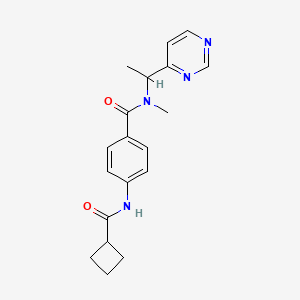 molecular formula C19H22N4O2 B3799228 4-[(cyclobutylcarbonyl)amino]-N-methyl-N-(1-pyrimidin-4-ylethyl)benzamide 