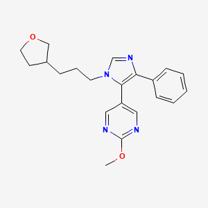 molecular formula C21H24N4O2 B3799239 2-methoxy-5-{4-phenyl-1-[3-(tetrahydrofuran-3-yl)propyl]-1H-imidazol-5-yl}pyrimidine 