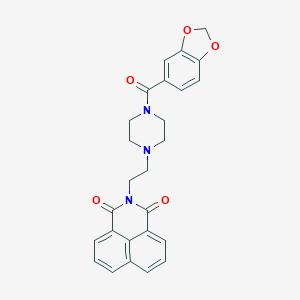 molecular formula C26H23N3O5 B379924 2-{2-[4-(ベンゾ[1,3]ジオキソール-5-カルボニル)-ピペラジン-1-イル]-エチル}-ベンゾ[de]イソキノリン-1,3-ジオン CAS No. 325694-78-8