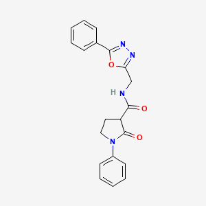 2-oxo-1-phenyl-N-[(5-phenyl-1,3,4-oxadiazol-2-yl)methyl]pyrrolidine-3-carboxamide