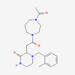 3-[2-(4-acetyl-1,4-diazepan-1-yl)-2-oxoethyl]-4-(2-methylbenzyl)-2-piperazinone