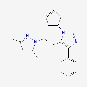 molecular formula C21H24N4 B3799319 1-[2-(1-cyclopent-3-en-1-yl-4-phenyl-1H-imidazol-5-yl)ethyl]-3,5-dimethyl-1H-pyrazole 