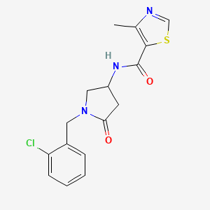 molecular formula C16H16ClN3O2S B3799367 N-[1-(2-chlorobenzyl)-5-oxo-3-pyrrolidinyl]-4-methyl-1,3-thiazole-5-carboxamide 