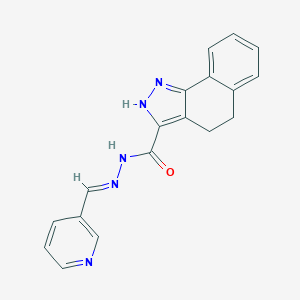 molecular formula C18H15N5O B379938 N'-(3-pyridinylmethylene)-4,5-dihydro-1H-benzo[g]indazole-3-carbohydrazide 