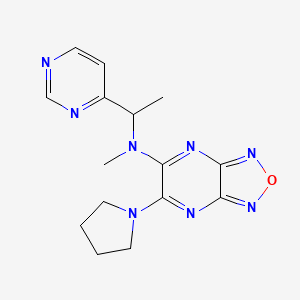 molecular formula C15H18N8O B3799435 N-methyl-N-[1-(4-pyrimidinyl)ethyl]-6-(1-pyrrolidinyl)[1,2,5]oxadiazolo[3,4-b]pyrazin-5-amine 