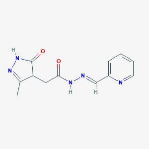 molecular formula C12H13N5O2 B379952 2-(3-methyl-5-oxo-4,5-dihydro-1H-pyrazol-4-yl)-N'-(2-pyridinylmethylene)acetohydrazide 