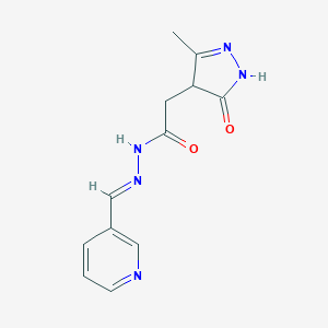 molecular formula C12H13N5O2 B379953 2-(3-methyl-5-oxo-4,5-dihydro-1H-pyrazol-4-yl)-N'-(3-pyridinylmethylene)acetohydrazide CAS No. 307346-86-7