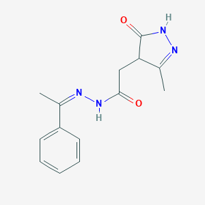 molecular formula C14H16N4O2 B379955 2-(3-methyl-5-oxo-4,5-dihydro-1H-pyrazol-4-yl)-N'-(1-phenylethylidene)acetohydrazide 