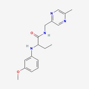 molecular formula C17H22N4O2 B3799555 2-[(3-methoxyphenyl)amino]-N-[(5-methylpyrazin-2-yl)methyl]butanamide 