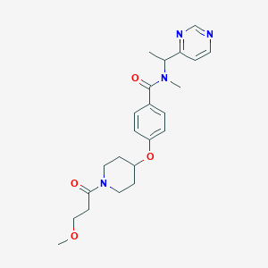 molecular formula C23H30N4O4 B3799568 4-{[1-(3-methoxypropanoyl)-4-piperidinyl]oxy}-N-methyl-N-[1-(4-pyrimidinyl)ethyl]benzamide 