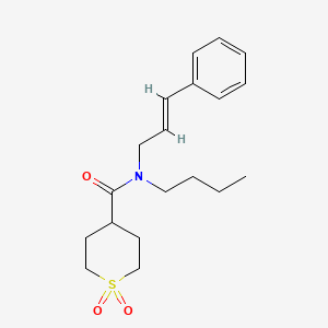 molecular formula C19H27NO3S B3799601 N-butyl-N-[(2E)-3-phenylprop-2-en-1-yl]tetrahydro-2H-thiopyran-4-carboxamide 1,1-dioxide 