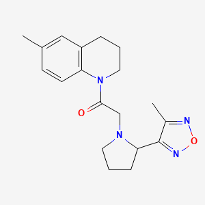 molecular formula C19H24N4O2 B3799624 6-methyl-1-{[2-(4-methyl-1,2,5-oxadiazol-3-yl)pyrrolidin-1-yl]acetyl}-1,2,3,4-tetrahydroquinoline 