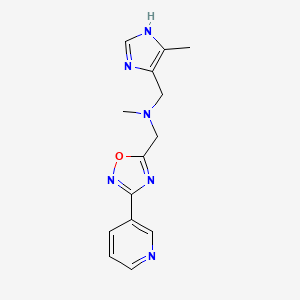 molecular formula C14H16N6O B3799643 N-methyl-1-(4-methyl-1H-imidazol-5-yl)-N-[(3-pyridin-3-yl-1,2,4-oxadiazol-5-yl)methyl]methanamine 