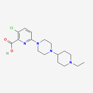 molecular formula C17H25ClN4O2 B3799658 3-chloro-6-[4-(1-ethylpiperidin-4-yl)piperazin-1-yl]pyridine-2-carboxylic acid 