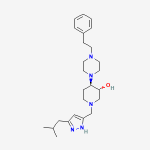 (3R,4R)-1-[[3-(2-methylpropyl)-1H-pyrazol-5-yl]methyl]-4-[4-(2-phenylethyl)piperazin-1-yl]piperidin-3-ol