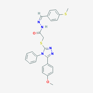 2-{[5-(4-methoxyphenyl)-4-phenyl-4H-1,2,4-triazol-3-yl]sulfanyl}-N'-[4-(methylsulfanyl)benzylidene]acetohydrazide