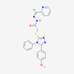 2-{[5-(4-methoxyphenyl)-4-phenyl-4H-1,2,4-triazol-3-yl]sulfanyl}-N'-(2-pyridinylmethylene)acetohydrazide