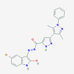 N-[(5-bromo-2-hydroxy-1H-indol-3-yl)imino]-3-(3,5-dimethyl-1-phenylpyrazol-4-yl)-1H-pyrazole-5-carboxamide