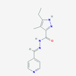 molecular formula C13H15N5O B379975 3-ethyl-4-methyl-N'-(4-pyridinylmethylene)-1H-pyrazole-5-carbohydrazide 