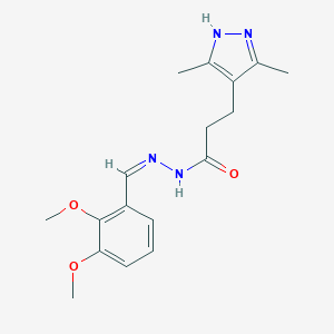 molecular formula C17H22N4O3 B379976 N'-(2,3-dimethoxybenzylidene)-3-(3,5-dimethyl-1H-pyrazol-4-yl)propanohydrazide 
