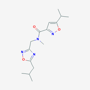 molecular formula C15H22N4O3 B3799806 N-[(5-isobutyl-1,2,4-oxadiazol-3-yl)methyl]-5-isopropyl-N-methylisoxazole-3-carboxamide 