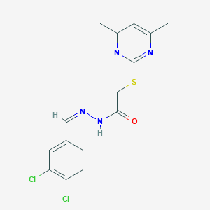 molecular formula C15H14Cl2N4OS B379983 N'-(3,4-dichlorobenzylidene)-2-[(4,6-dimethyl-2-pyrimidinyl)sulfanyl]acetohydrazide 