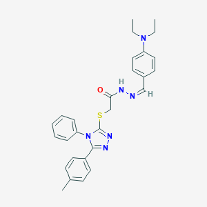 molecular formula C28H30N6OS B379984 N'-[4-(diethylamino)benzylidene]-2-{[5-(4-methylphenyl)-4-phenyl-4H-1,2,4-triazol-3-yl]sulfanyl}acetohydrazide 