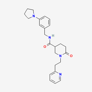 6-oxo-1-(2-pyridin-2-ylethyl)-N-[(3-pyrrolidin-1-ylphenyl)methyl]piperidine-3-carboxamide