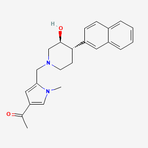 molecular formula C23H26N2O2 B3799863 1-(5-{[(3S*,4S*)-3-hydroxy-4-(2-naphthyl)piperidin-1-yl]methyl}-1-methyl-1H-pyrrol-3-yl)ethanone 