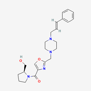 molecular formula C23H30N4O3 B3799889 ((2S)-1-{[2-({4-[(2E)-3-phenyl-2-propen-1-yl]-1-piperazinyl}methyl)-1,3-oxazol-4-yl]carbonyl}-2-pyrrolidinyl)methanol 