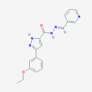 molecular formula C18H17N5O2 B379989 3-(3-ethoxyphenyl)-N'-(3-pyridinylmethylene)-1H-pyrazole-5-carbohydrazide 