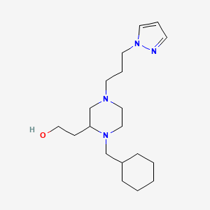 molecular formula C19H34N4O B3800019 2-{1-(cyclohexylmethyl)-4-[3-(1H-pyrazol-1-yl)propyl]-2-piperazinyl}ethanol 