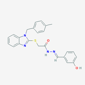 molecular formula C24H22N4O2S B380002 N'-(3-hydroxybenzylidene)-2-{[1-(4-methylbenzyl)-1H-benzimidazol-2-yl]sulfanyl}acetohydrazide CAS No. 314067-08-8