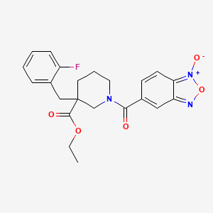 Ethyl 3-[(2-fluorophenyl)methyl]-1-(1-oxido-2,1,3-benzoxadiazol-1-ium-5-carbonyl)piperidine-3-carboxylate