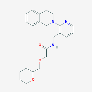 N-[[2-(3,4-dihydro-1H-isoquinolin-2-yl)pyridin-3-yl]methyl]-2-(oxan-2-ylmethoxy)acetamide