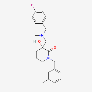 molecular formula C22H27FN2O2 B3800112 3-[[(4-Fluorophenyl)methyl-methylamino]methyl]-3-hydroxy-1-[(3-methylphenyl)methyl]piperidin-2-one 