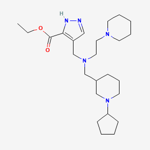 ethyl 4-({[(1-cyclopentyl-3-piperidinyl)methyl][2-(1-piperidinyl)ethyl]amino}methyl)-1H-pyrazole-3-carboxylate