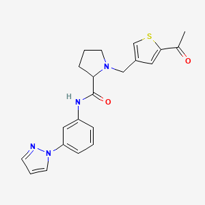 1-[(5-acetyl-3-thienyl)methyl]-N-[3-(1H-pyrazol-1-yl)phenyl]prolinamide