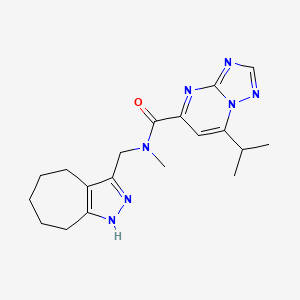 molecular formula C19H25N7O B3800152 N-(1,4,5,6,7,8-hexahydrocyclohepta[c]pyrazol-3-ylmethyl)-7-isopropyl-N-methyl[1,2,4]triazolo[1,5-a]pyrimidine-5-carboxamide 