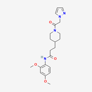 molecular formula C21H28N4O4 B3800157 N-(2,4-dimethoxyphenyl)-3-[1-(2-pyrazol-1-ylacetyl)piperidin-4-yl]propanamide 