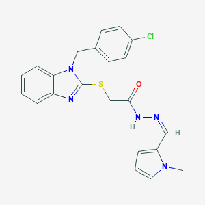 2-{[1-(4-chlorobenzyl)-1H-benzimidazol-2-yl]sulfanyl}-N'-[(1-methyl-1H-pyrrol-2-yl)methylene]acetohydrazide