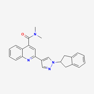 molecular formula C24H22N4O B3800180 2-[1-(2,3-dihydro-1H-inden-2-yl)-1H-pyrazol-4-yl]-N,N-dimethylquinoline-4-carboxamide 